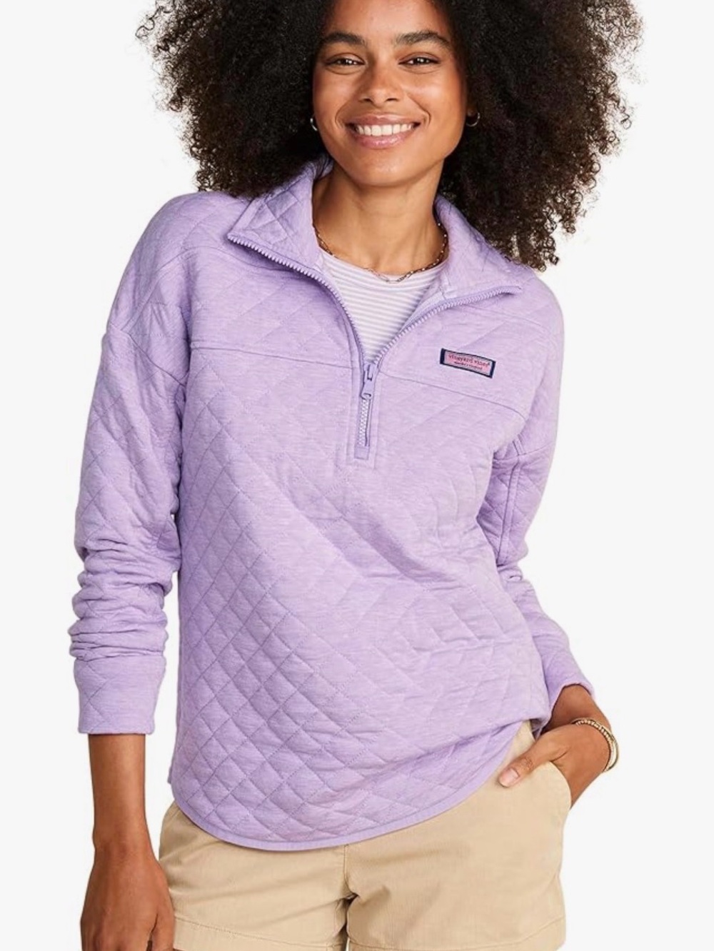 Vineyard Vines Women’s Diamond Quilted Half Zip in Lavender